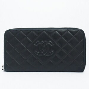 Chanel Diamond Stitch Zip Around Wallet Matelasse